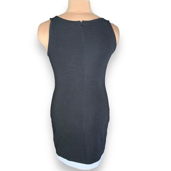 Charlotte Russe Black Bodycon Dress Asymmetrical White Trim Ribbed Sleeveless - Picture 4 of 8